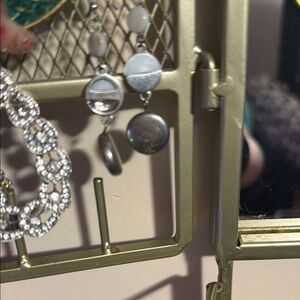 Silver and White Dangle Earrings